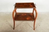 Marquetry inlaid rosewood 2-tier table