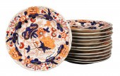 (12) English Imari painted plates, scalloped