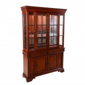 Contemporary 2-pc mahogany china cabinet,