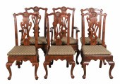 6 Carved oak Chippendale style dining