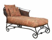 Metal and rattan chaise lounge  3ca5ac