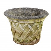 Concrete woven basket form planter,