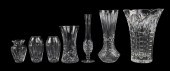 (8) Waterford and style crystal vases