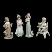 (4) Lladro porcelain figurines, c/o