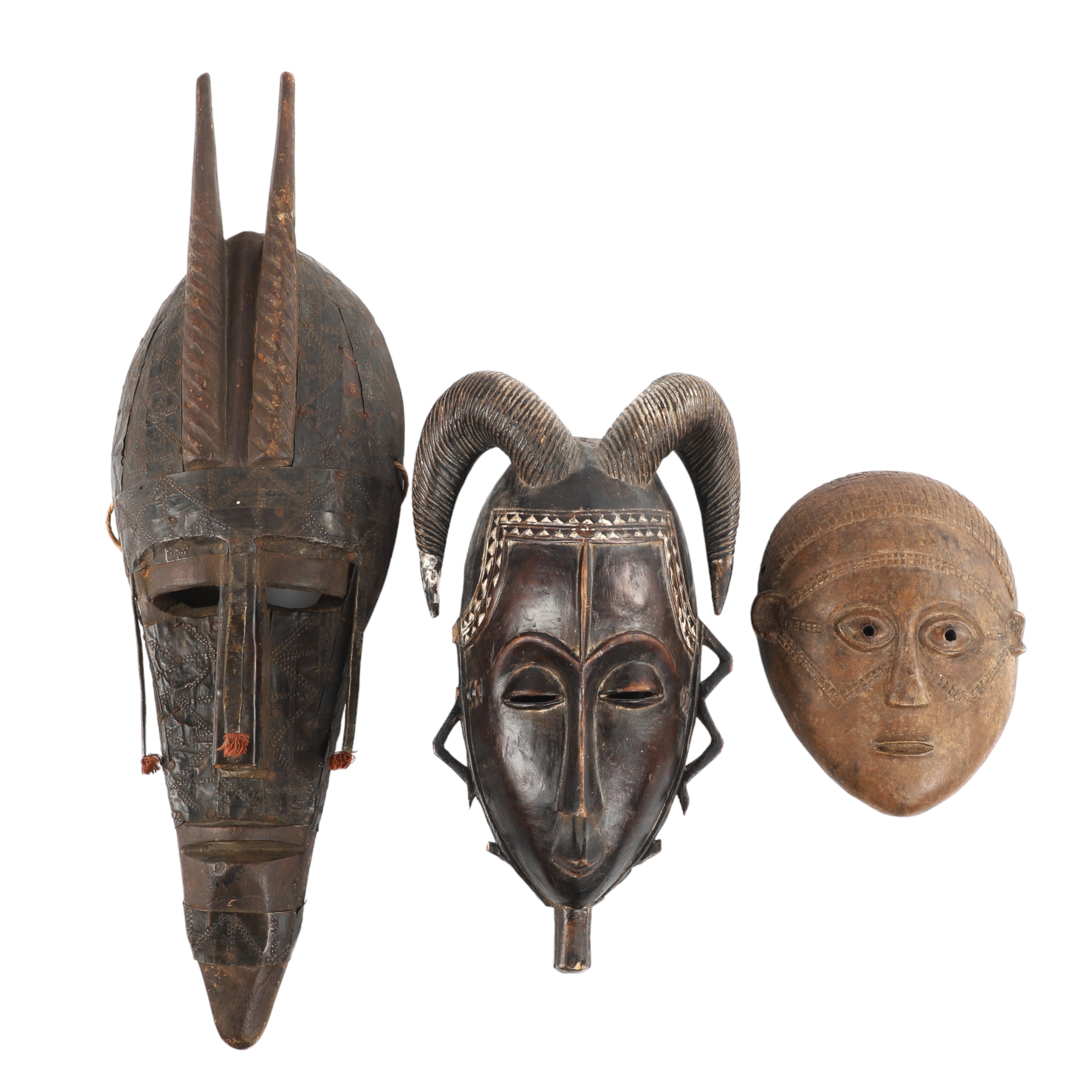  3 African carved wood tribal 3ca6ad
