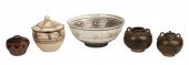 (5) Pcs Asian pottery, unmarked, c/o