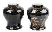 Pair of Chinese porcelain mirror black