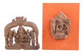 (2) Indian carved wood plaques, unmarked,