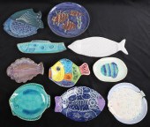 (10) Porcelain & pottery fish plates,