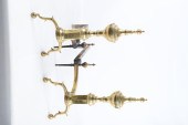 Pair of large brass andirons, urn form,