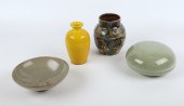 (4) Asian vases, bowl and covered box