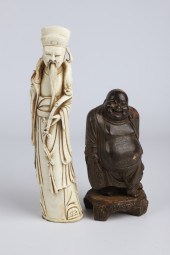 (2) Chinese figures, unmarked, c/o black