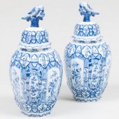 PAIR OF DUTCH BLUE AND WHITE DELFT VASES