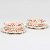 PAIR OF ENGLISH PORCELAIN BASKETS AND