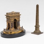 SMALL BRONZE AND MARBLE LUXOR OBELISK