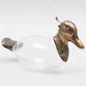 VICTORIAN DUCK FORM GLASS AND SILVER