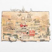 AMERICAN PICTORIAL RUG OF OUR TOWN,