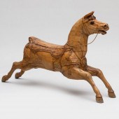 VICTORIAN CARVED PINE CAROUSEL HORSE,