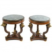 A PAIR OF EMPIRE STYLE MARBLE & GILT