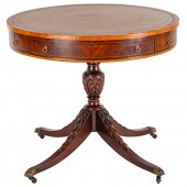 GEORGIAN STYLE LEATHER TOP DRUM TABLE