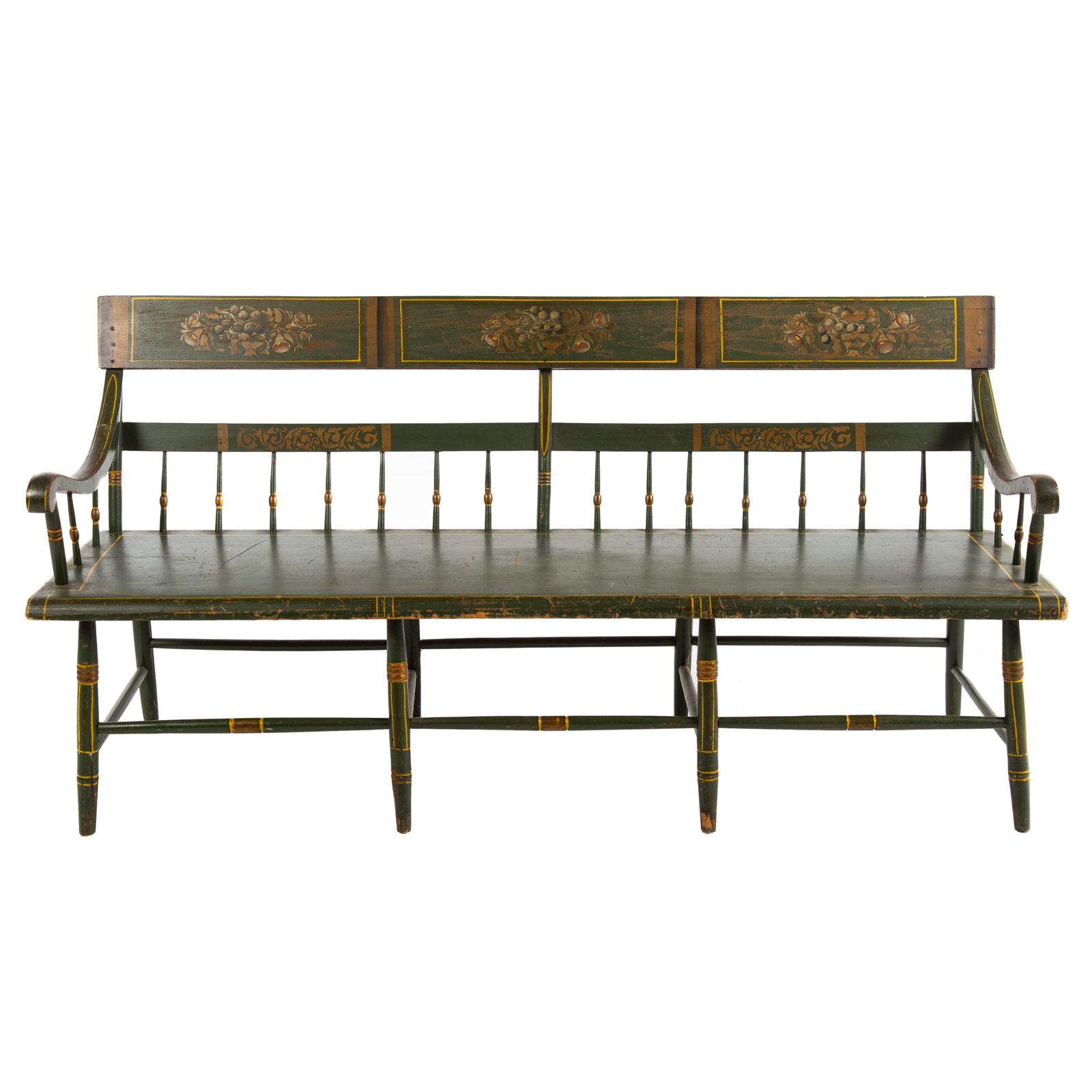 AMERICAN PAINTED WOOD WINDSOR BENCH 3cae30