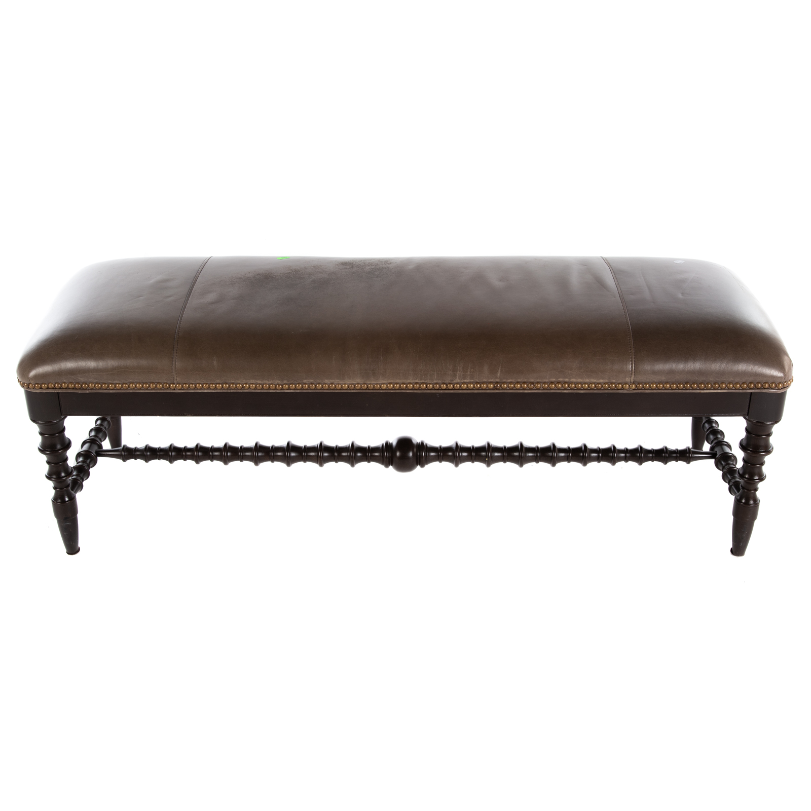 ETHAN ALLEN LEATHER BENCH 20th 3cae56