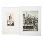 TWO ETCHINGS BY JOHN TAYLOR ARMS & LOUIS