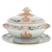 CHINESE EXPORT SOUP TUREEN & STAND Jiaqing