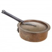 COPPER & FORGED METAL POT & LID 19th