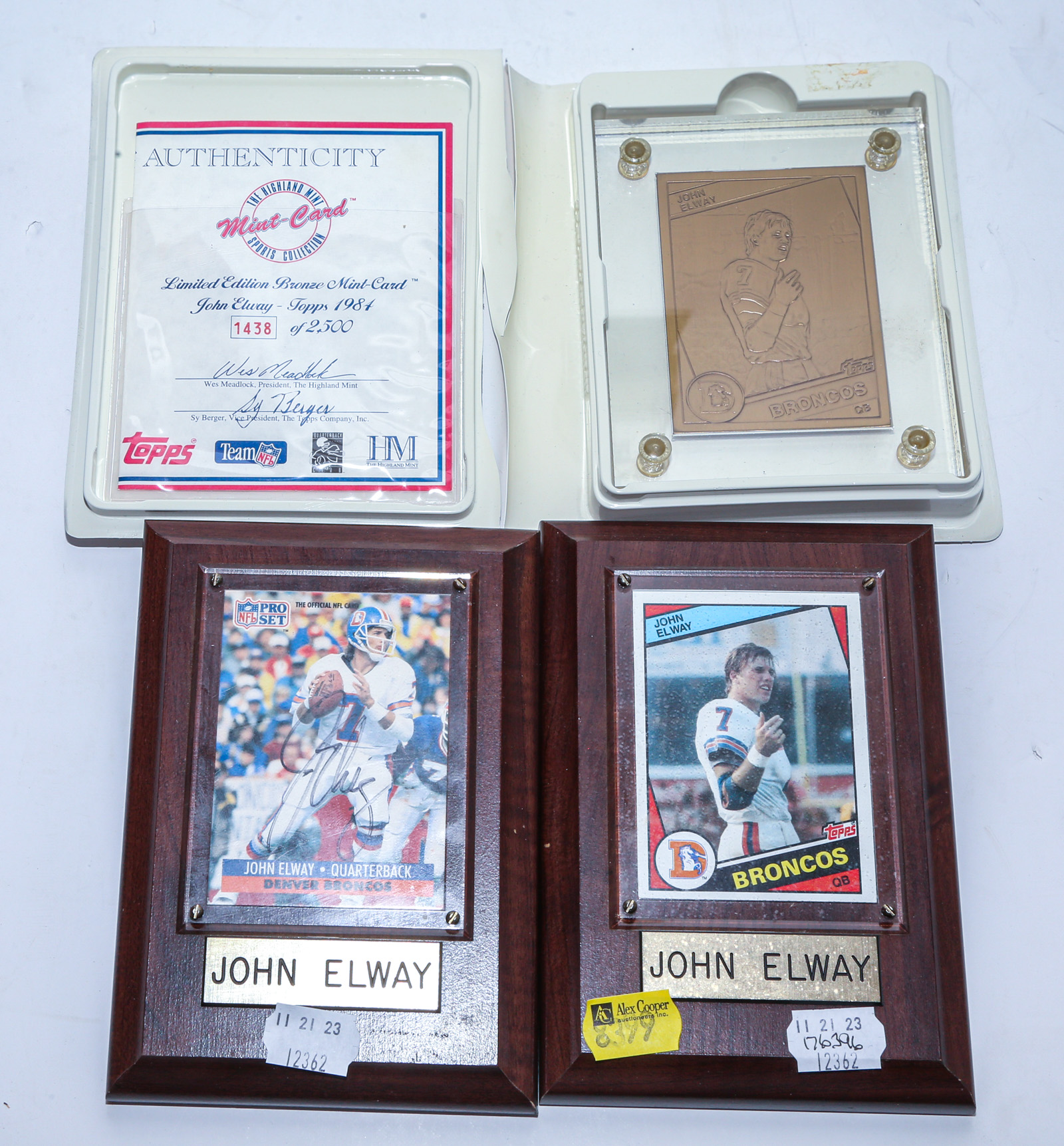 THREE JOHN ELWAY CARDS TWO PLAQUE 3caf85