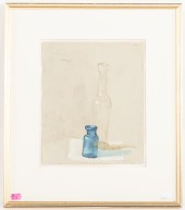 UNKNOWN. TWO GLASS BOTTLES, WATERCOLOR