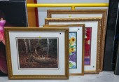 FOUR FRAMED ARTWORKS Comprising three
