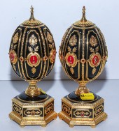 A PAIR OF MODERN FABERGE EGG CHESS
