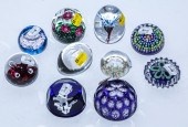 A COLLECTION OF 10 ART GLASS PAPERWEIGHTS