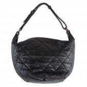 A CHANEL QUILTED ZIP BUCKET BAG A black