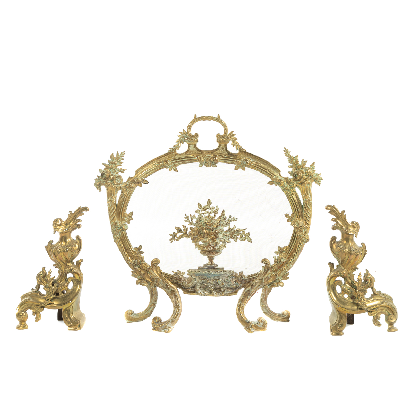 A PAIR OF FRENCH BRASS ANDIRONS 3cb5d9