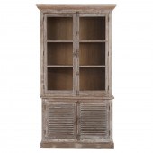 RUSTIC TWO PART CHINA CABINET Early