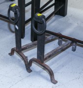 A PAIR OF WROUGHT IRON ANDIRONS 20th
