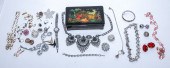 COLLECTION OF COSTUME JEWELRY & LACQUERED