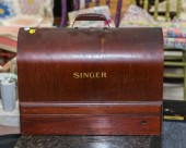 CASED SINGER SEWING MACHINE 16 in. H,