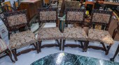 FOUR JACOBEAN STYLE WALNUT SIDE CHAIRS