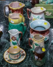 EIGHT PIECES OF MAJOLICA 19th and early