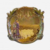 Zsolnay. Rare plaque with shepherd and