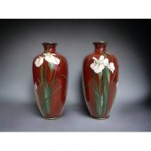 A pair of Japanese Cloisonné vases.