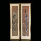A pair of Chinese framed silk embroidered