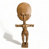 Ashanti carved female doll figure, 37.5cm