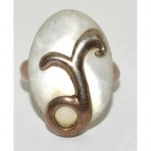 925 silver oriental MOP design ring