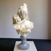 A LARGE ITALIAN CARVED ALABASTER BUST