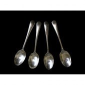 A set of four of sterling silver teaspoons.John