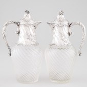Pair of German Silver Mounted Cut Glass